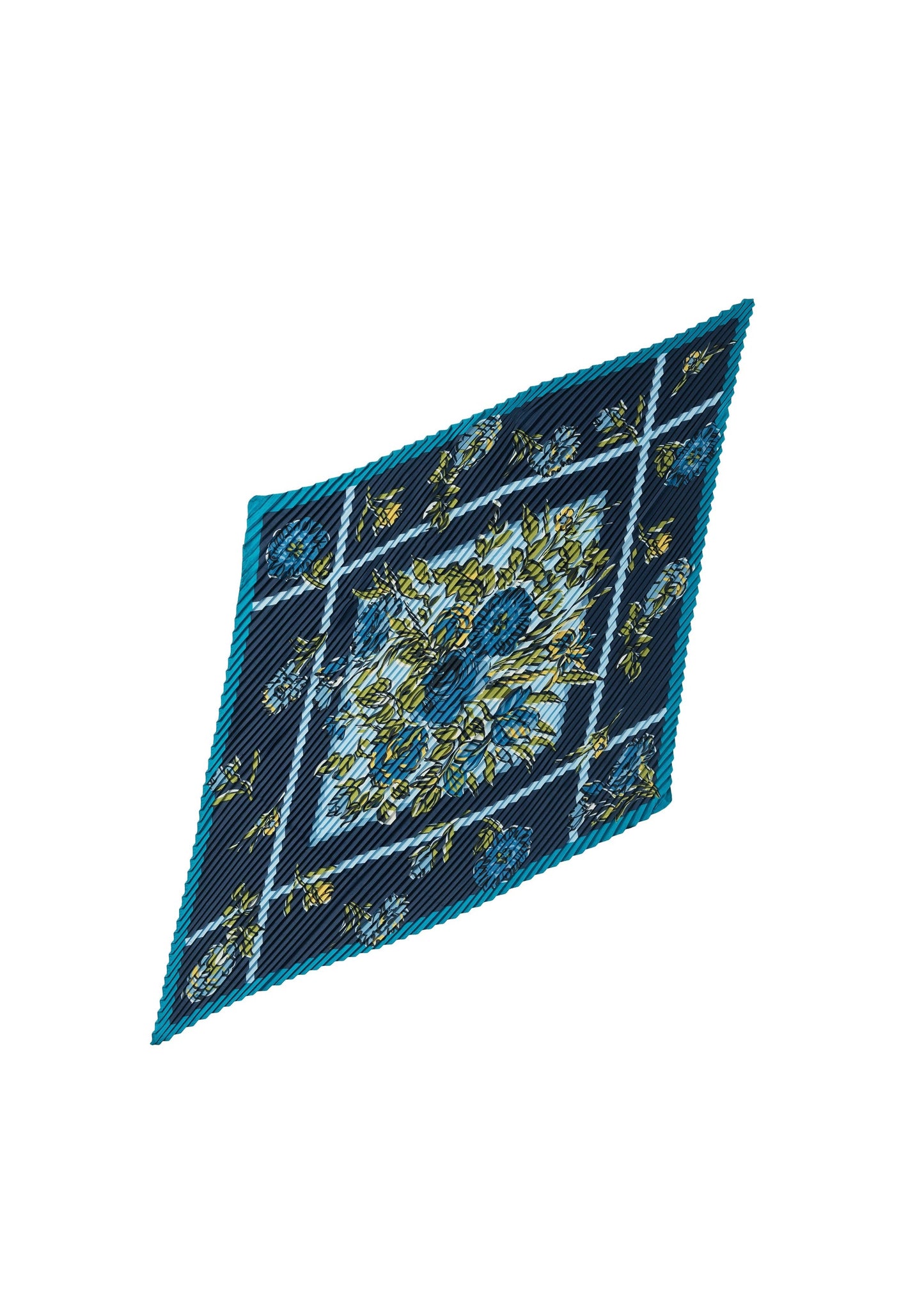 Echo - Floral Plaid Pleated Diamond Scarf
