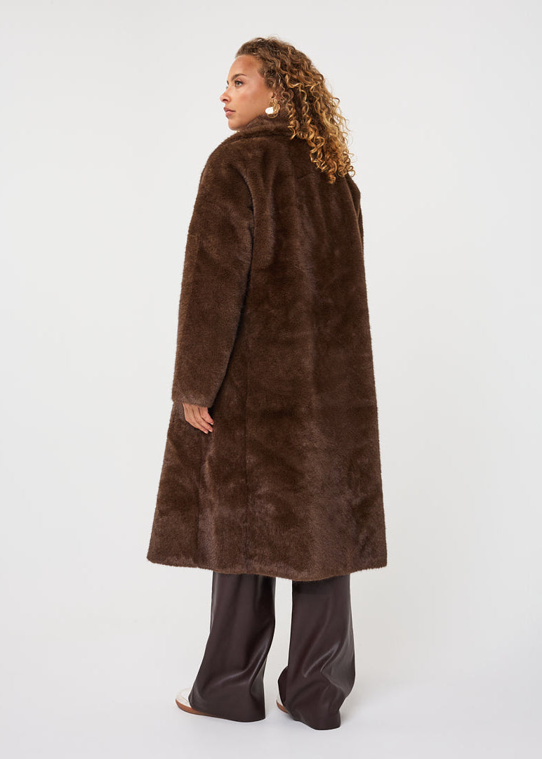 Esqualo - Long Faux Fur & Suedine Coat