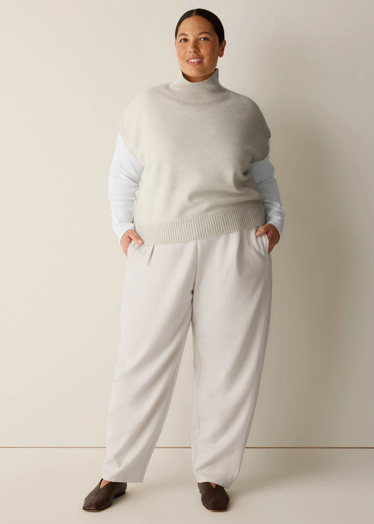 Eileen Fisher - Fine Felted Wool Turtleneck Top in Regenerative Wool