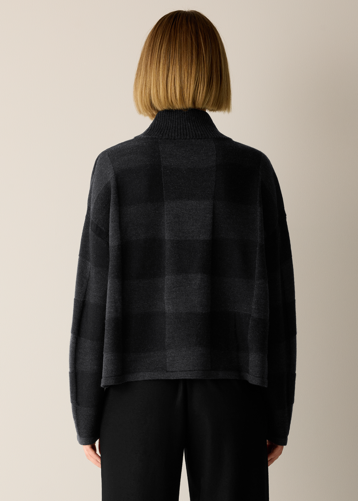 Eileen Fisher - Check Wool Turtleneck Sweater