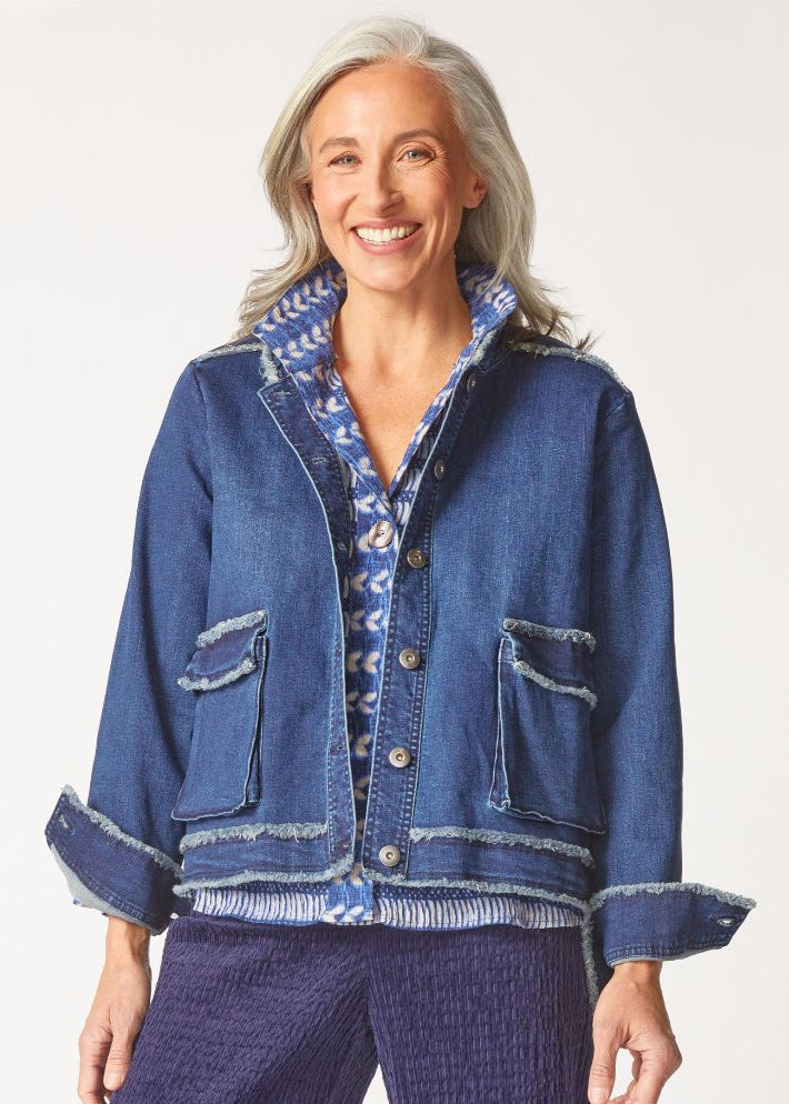 Habitat Denim Cargo Jacket – Frayed Edge Casual Layer