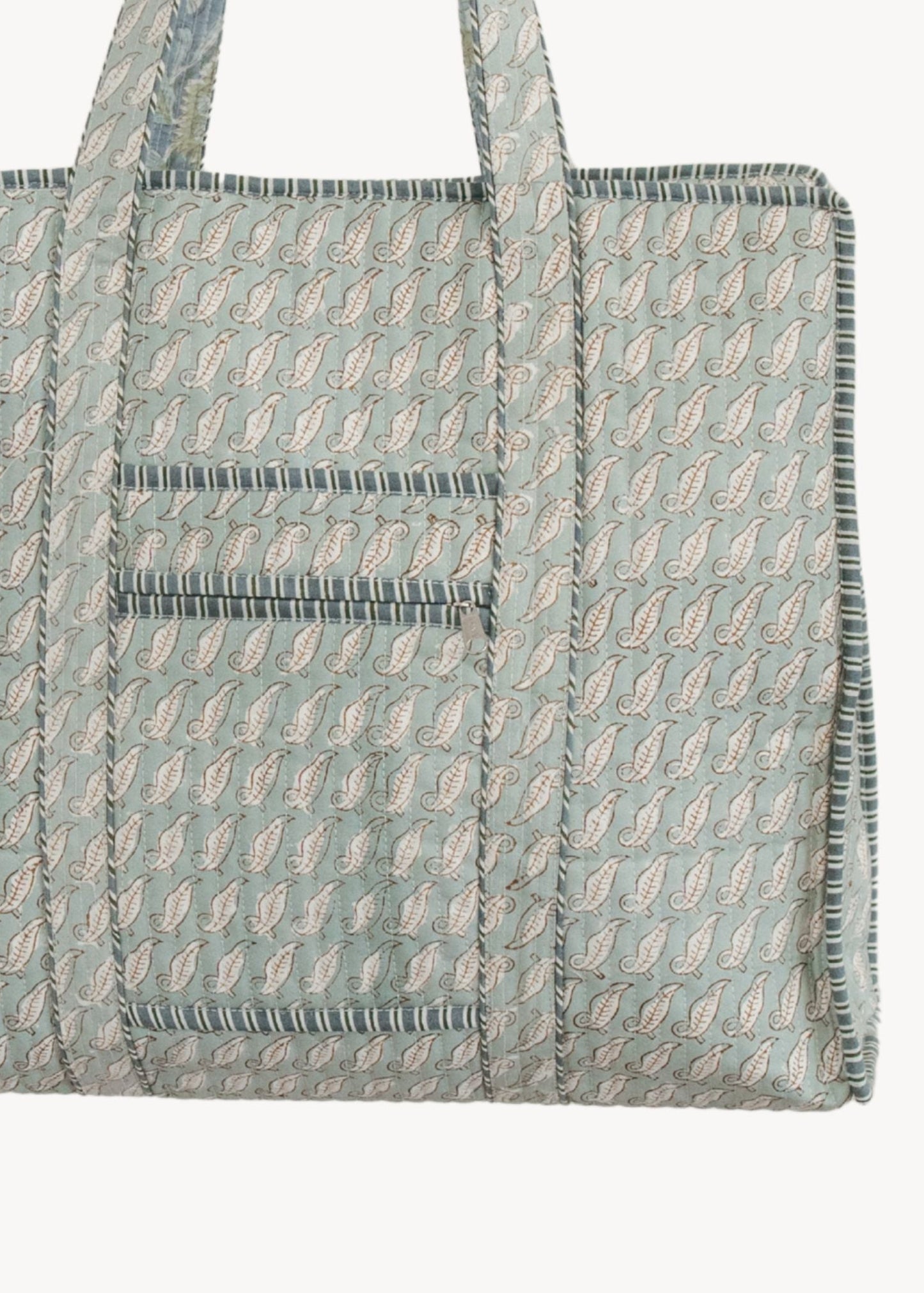 Pokoloko - Teal Leaf Block Print Tote