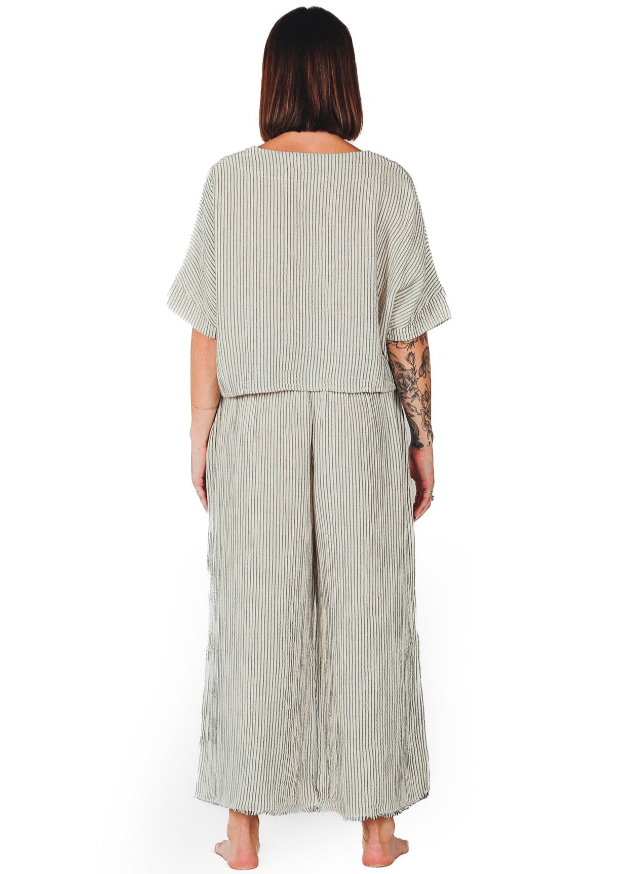 Pokoloko - Striped Crinkle Crop Top