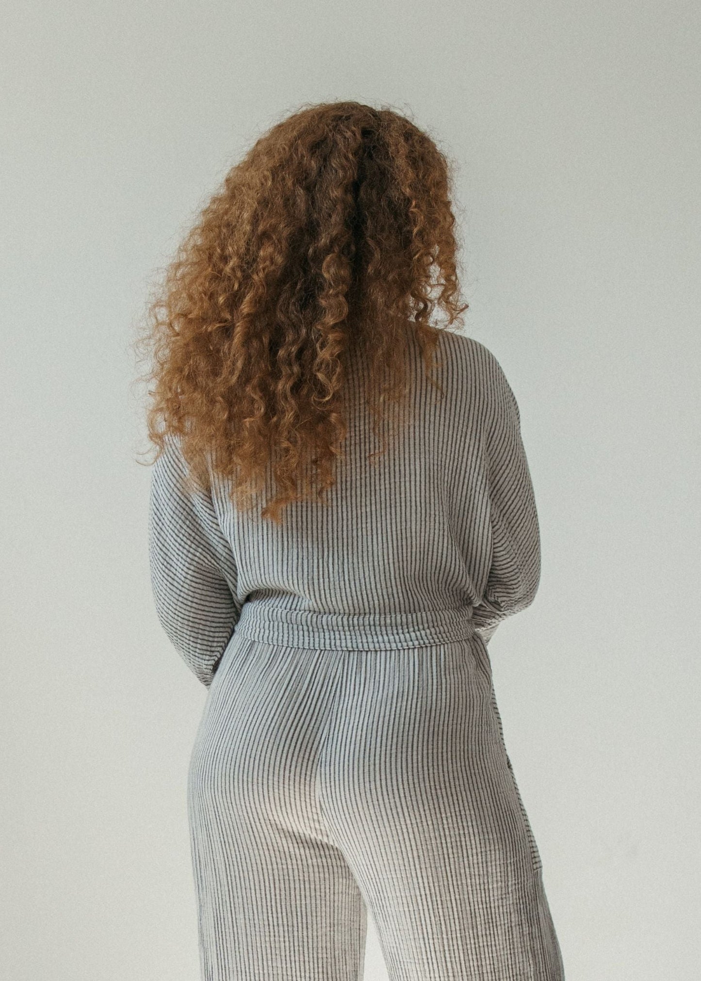 Pokoloko - Striped Crinkle Balloon Sleeve Top