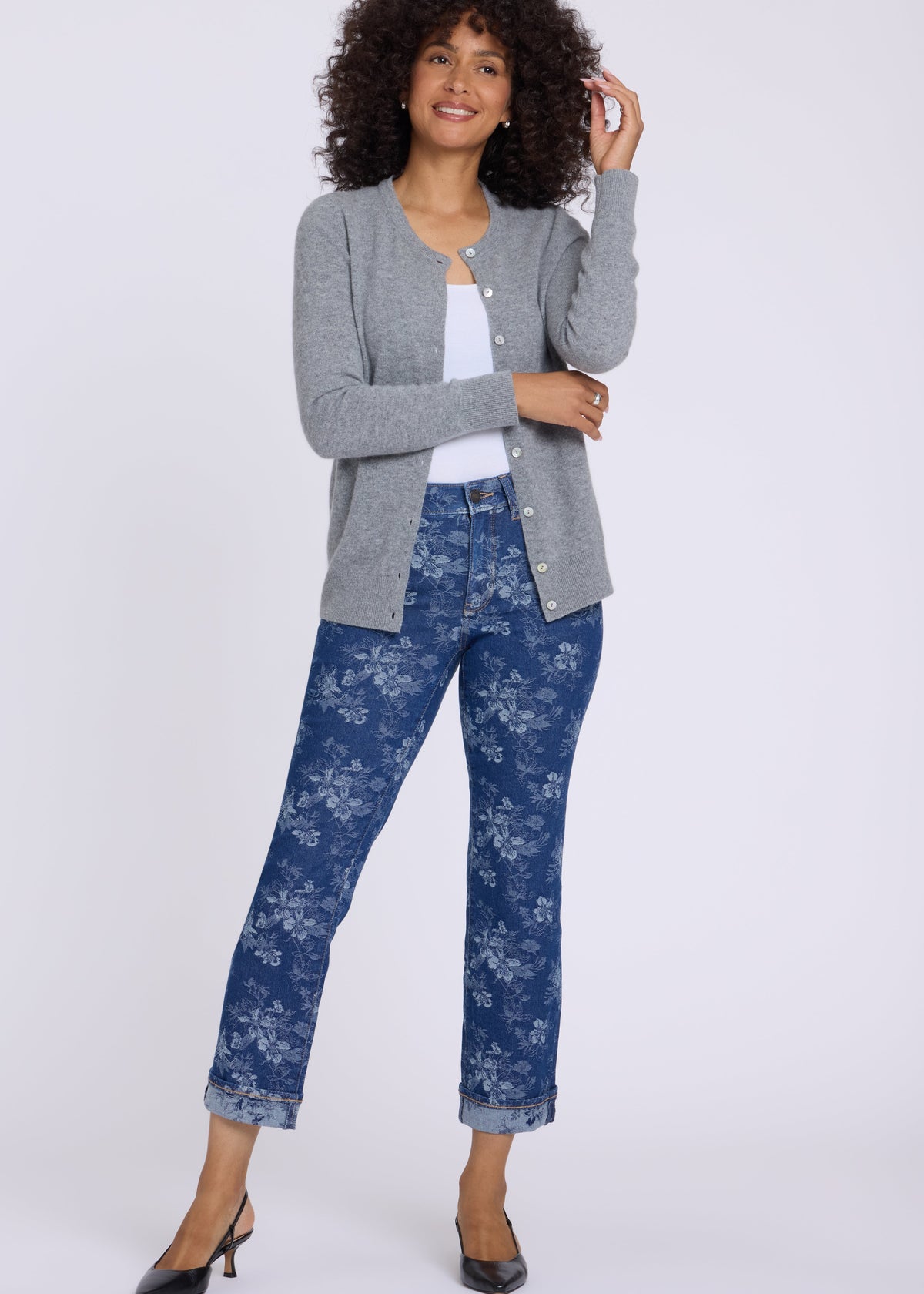 NYDJ - Marilyn Ankle 2 Cuff Jean - Floral Jacquard Indigo