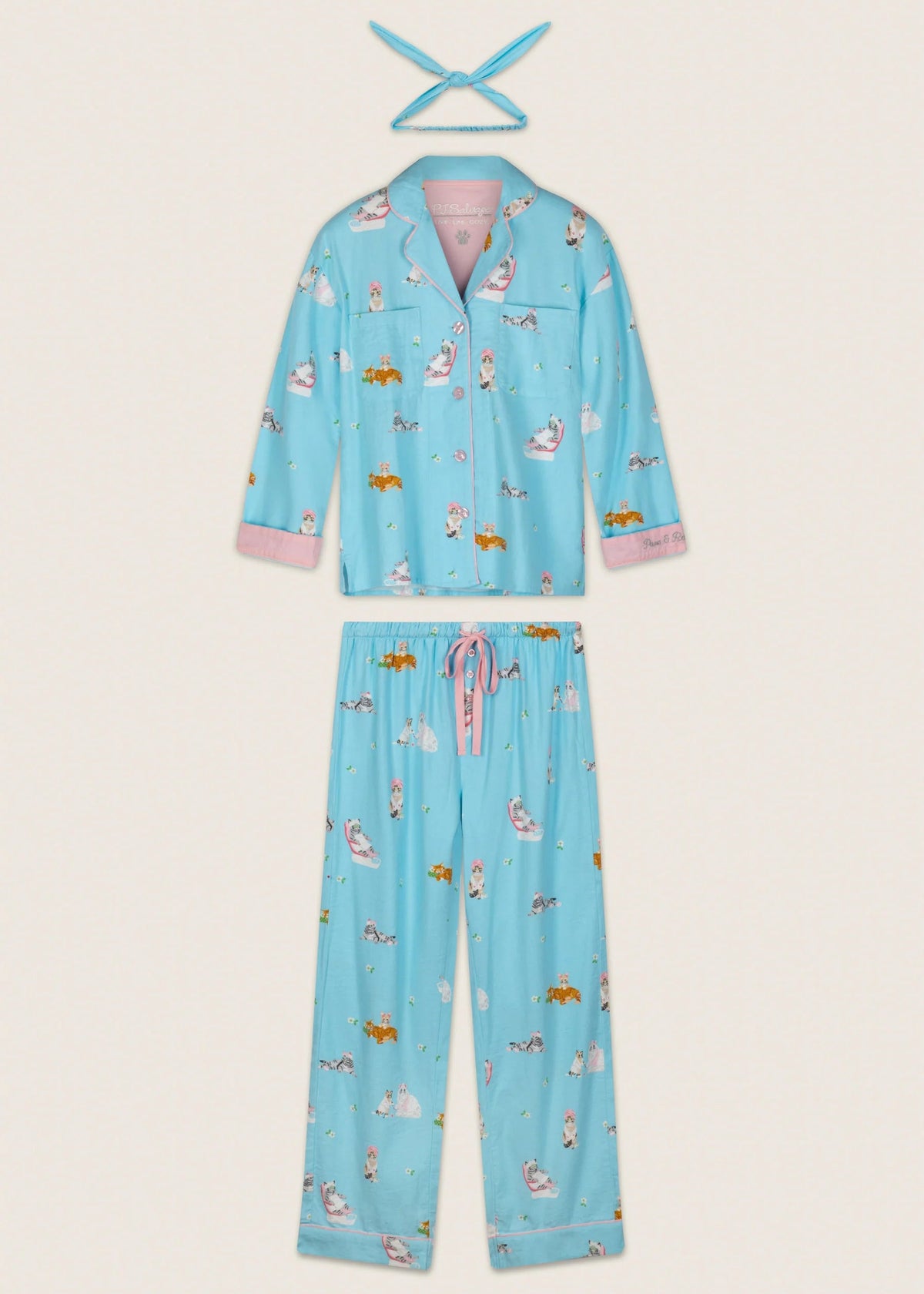 PJ Salvage - Pampered Cat 3-Piece Flannel PJ Set
