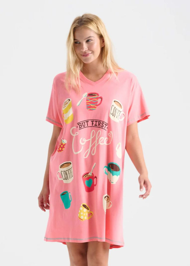 Little Blue House - But First Coffee Women's Sleepshirt