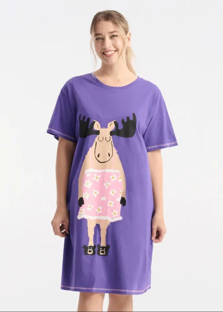 Little Blue House - Moose Wake Up Women's Sleepshirt