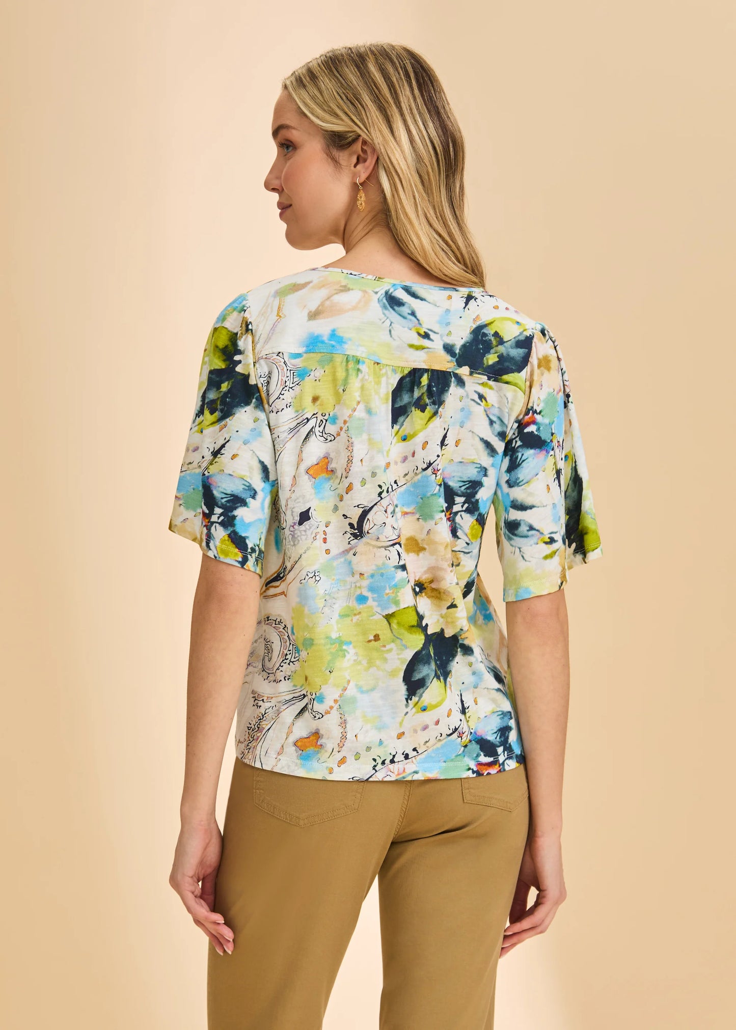 French Dressing Jeans - Short Sleeve V Neck Paisley Top - SALE - ONLINE EXCLUSIVE
