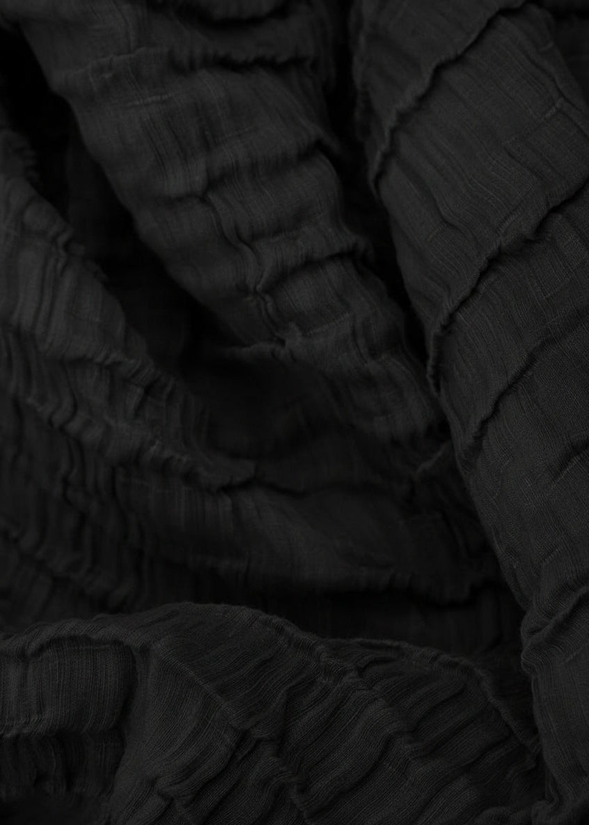 Grizas - Sleeved Cowl Neck Crinkled Silk Linen Dress