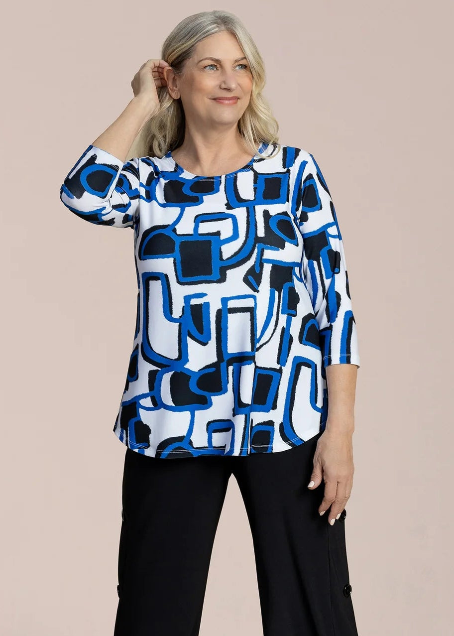 Sympli - Go To Classic T Relax 3/4 Sleeve Electric Print - SALE - ONLINE EXCLUSIVE