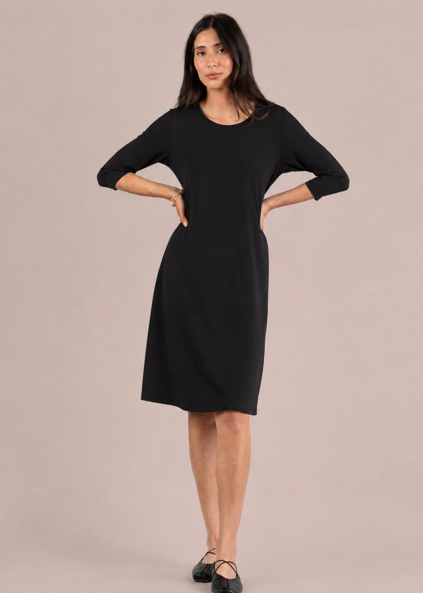 Sympli - Go To Trapeze Dress 3/4 Sleeve