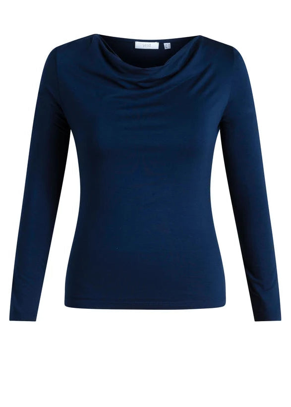 Yest - Ulina Jersey Cowl Neck Top