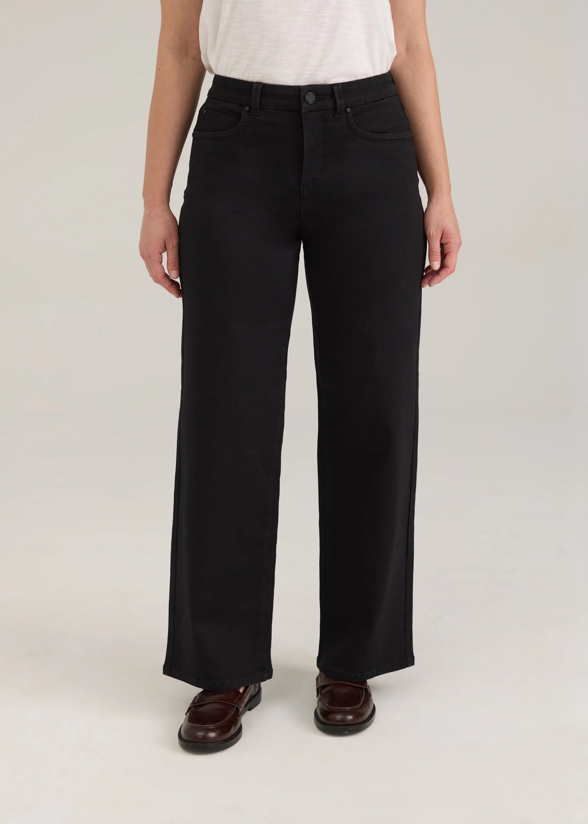 French Dressing Jeans - Mid-Rise Olivia Wide Leg Jean - Black