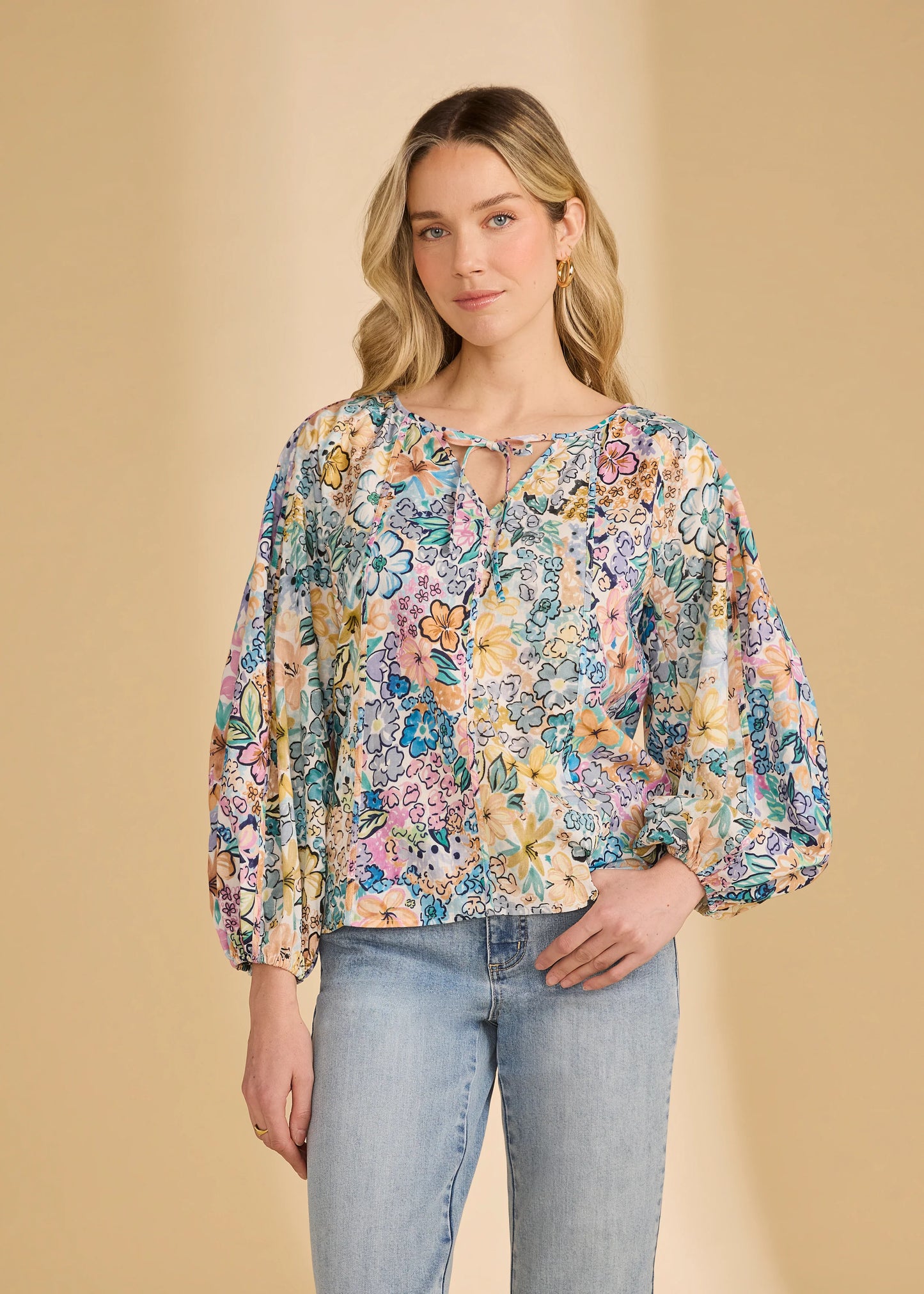 French Dressing Jeans - Mixed Print Popover Floral Blouse - SALE - ONLINE EXCLUSIVE