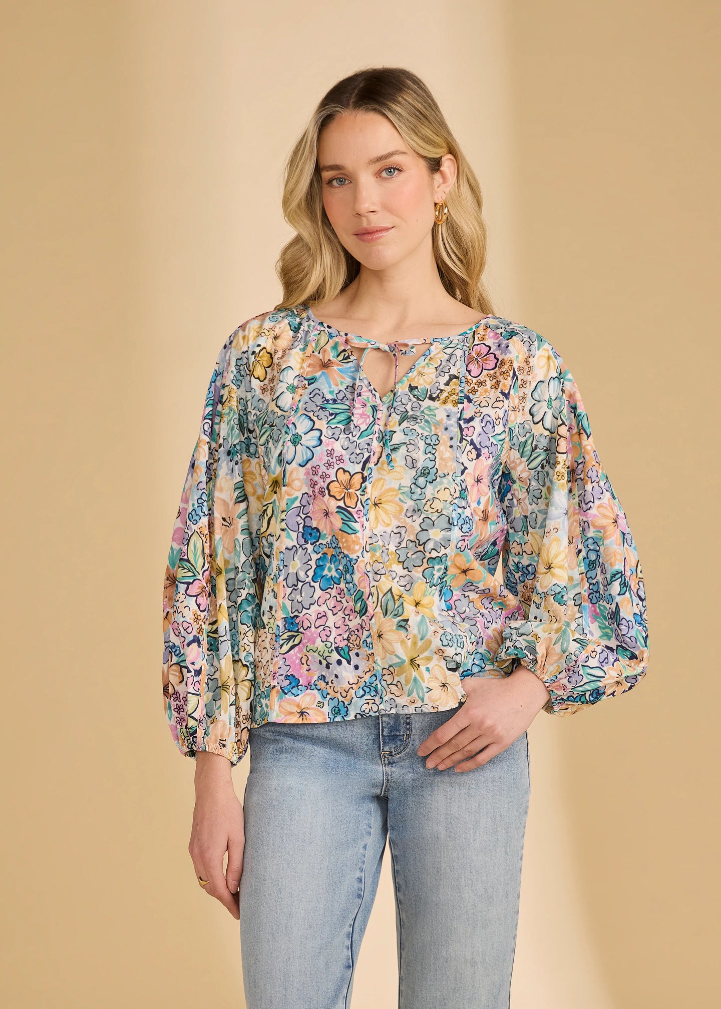 French Dressing Jeans - Mixed Print Popover Floral Blouse - SALE - ONLINE EXCLUSIVE