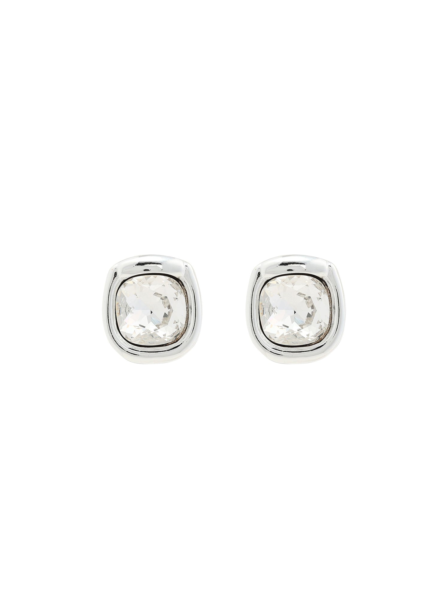 Merx - Bezel-Set Cushion Crystal Stud Earrings