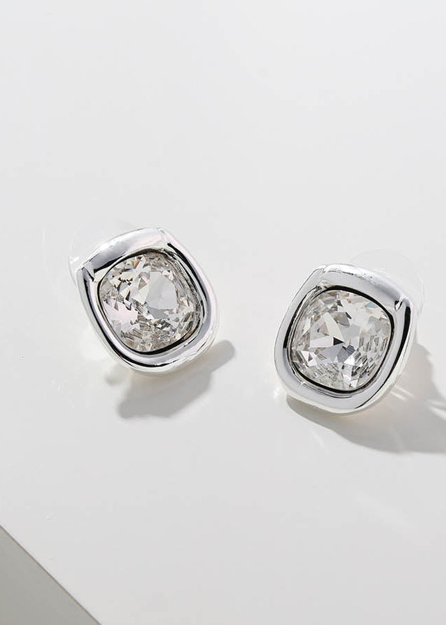 Merx - Bezel-Set Cushion Crystal Stud Earrings