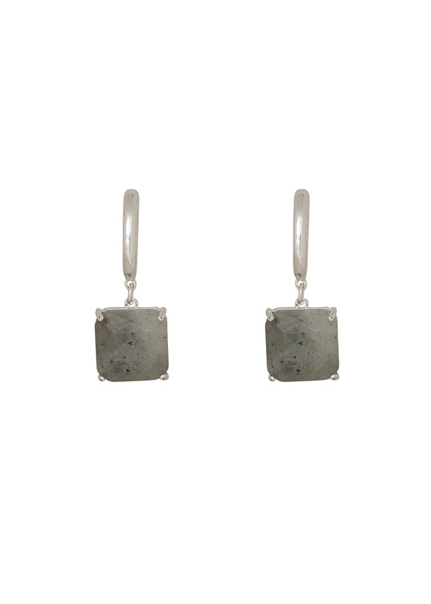 Merx - Hoop & Square Labradorite Drop Earrings