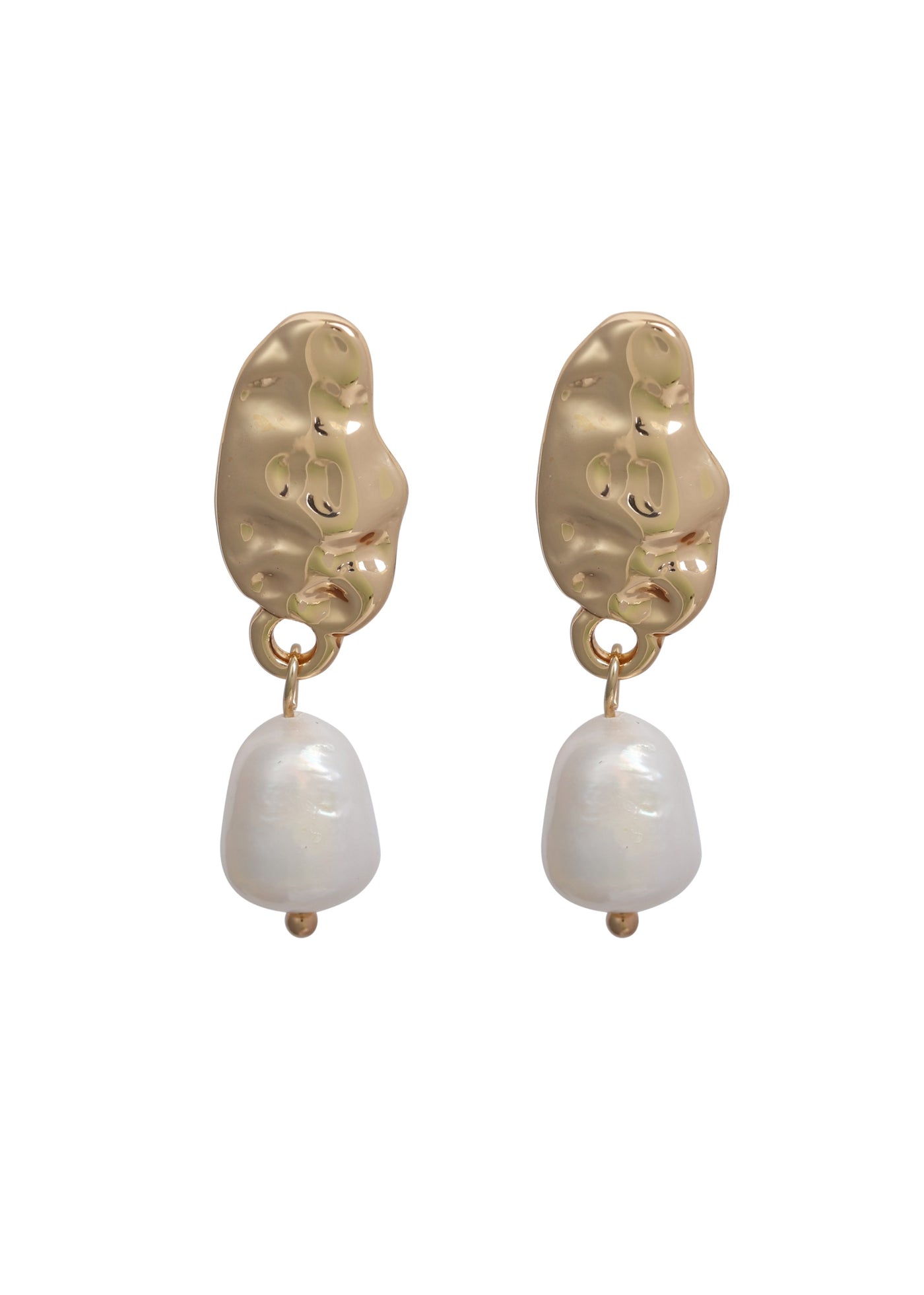 Merx - Hammered Metal Pearl Drop Earrings