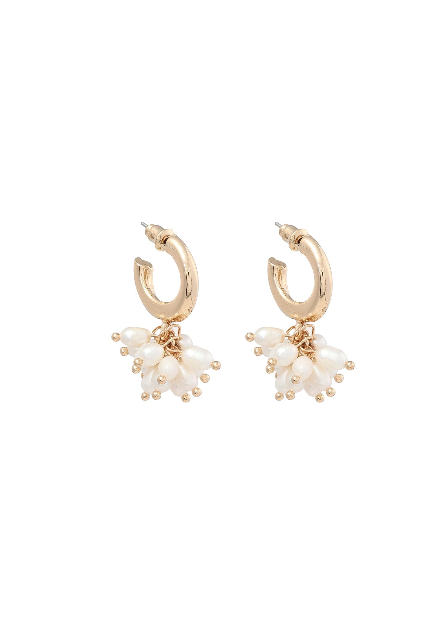 Merx - Chunky Hoop & Freshwater Pearl Cluster Drop Earrings