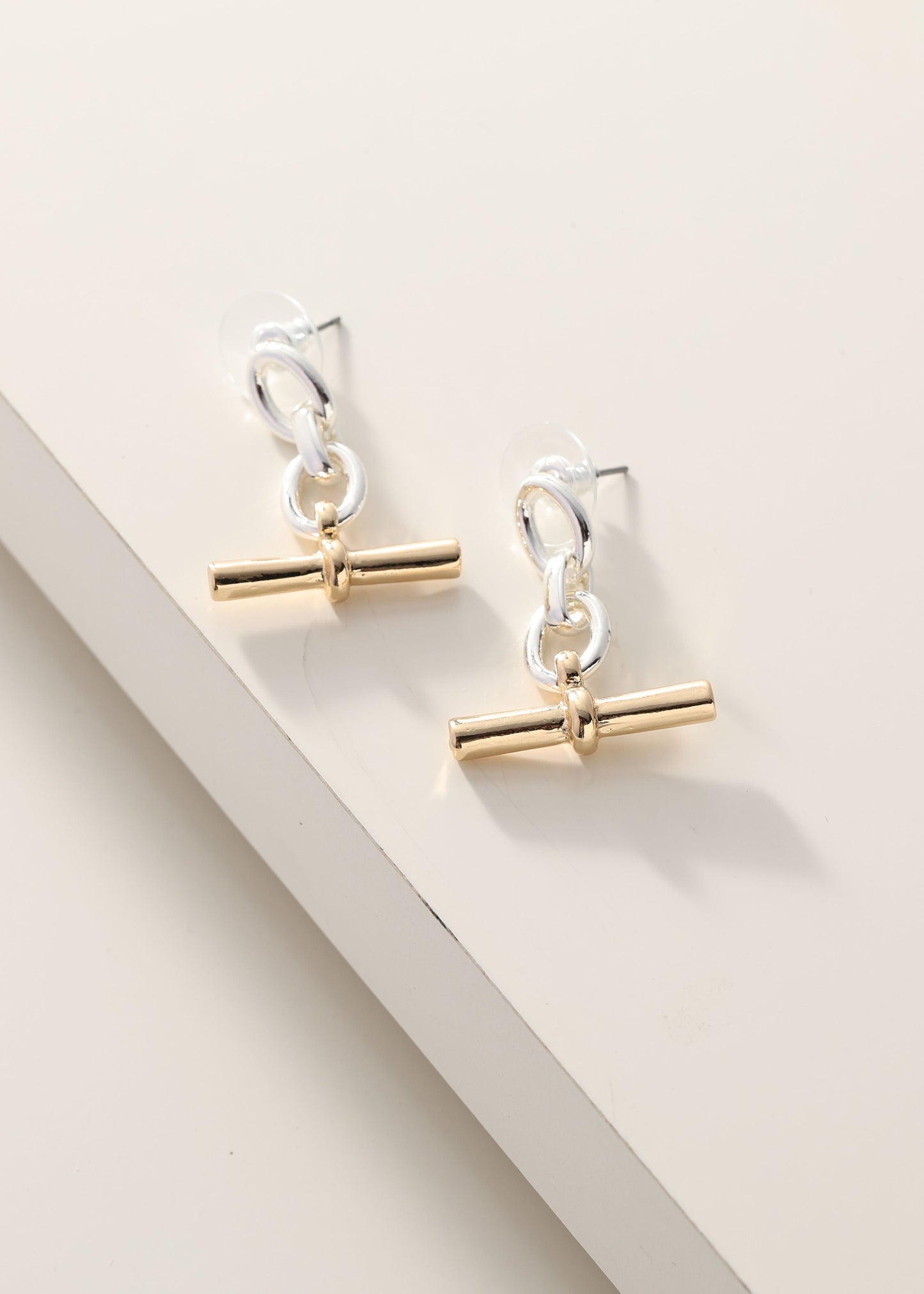 Merx - Two-tone Link Drop Earrings