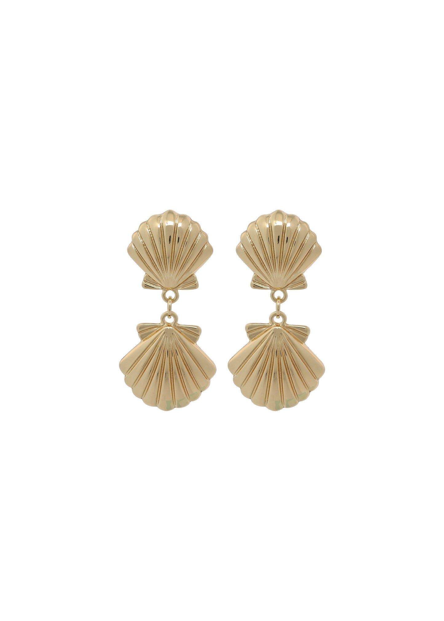 Merx -  Double Scallop Shell Drop Earrings
