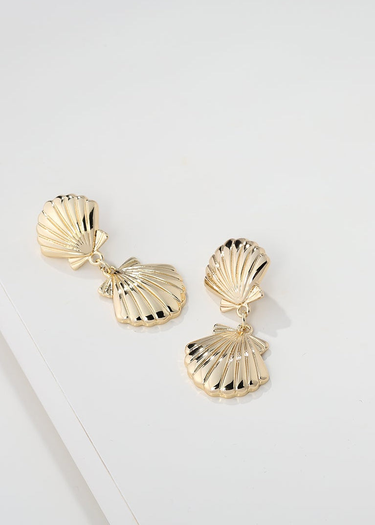 Merx -  Double Scallop Shell Drop Earrings