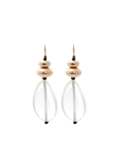 Merx - Gold Bead & Clear Drop  Earrings