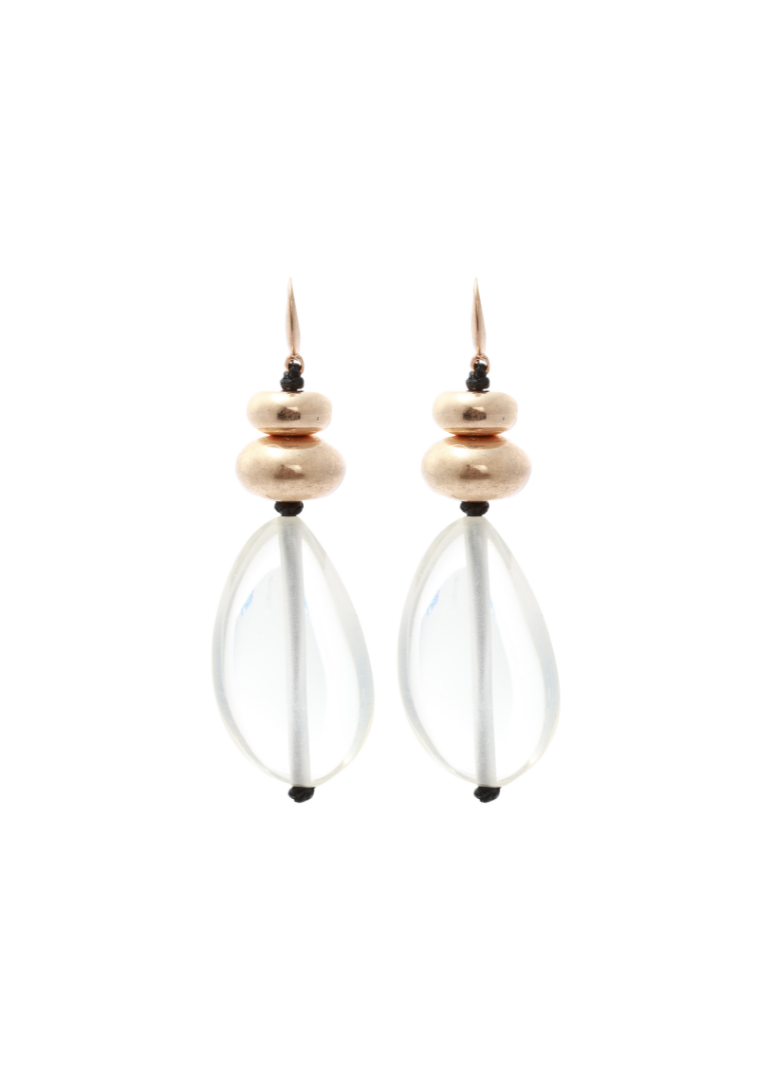 Merx - Gold Bead & Clear Drop  Earrings