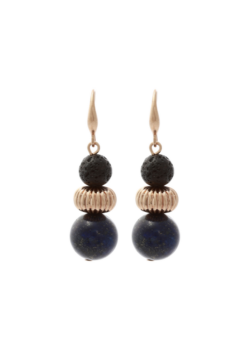 Merx - Midnight Navy Mix Bead Drop Earrings