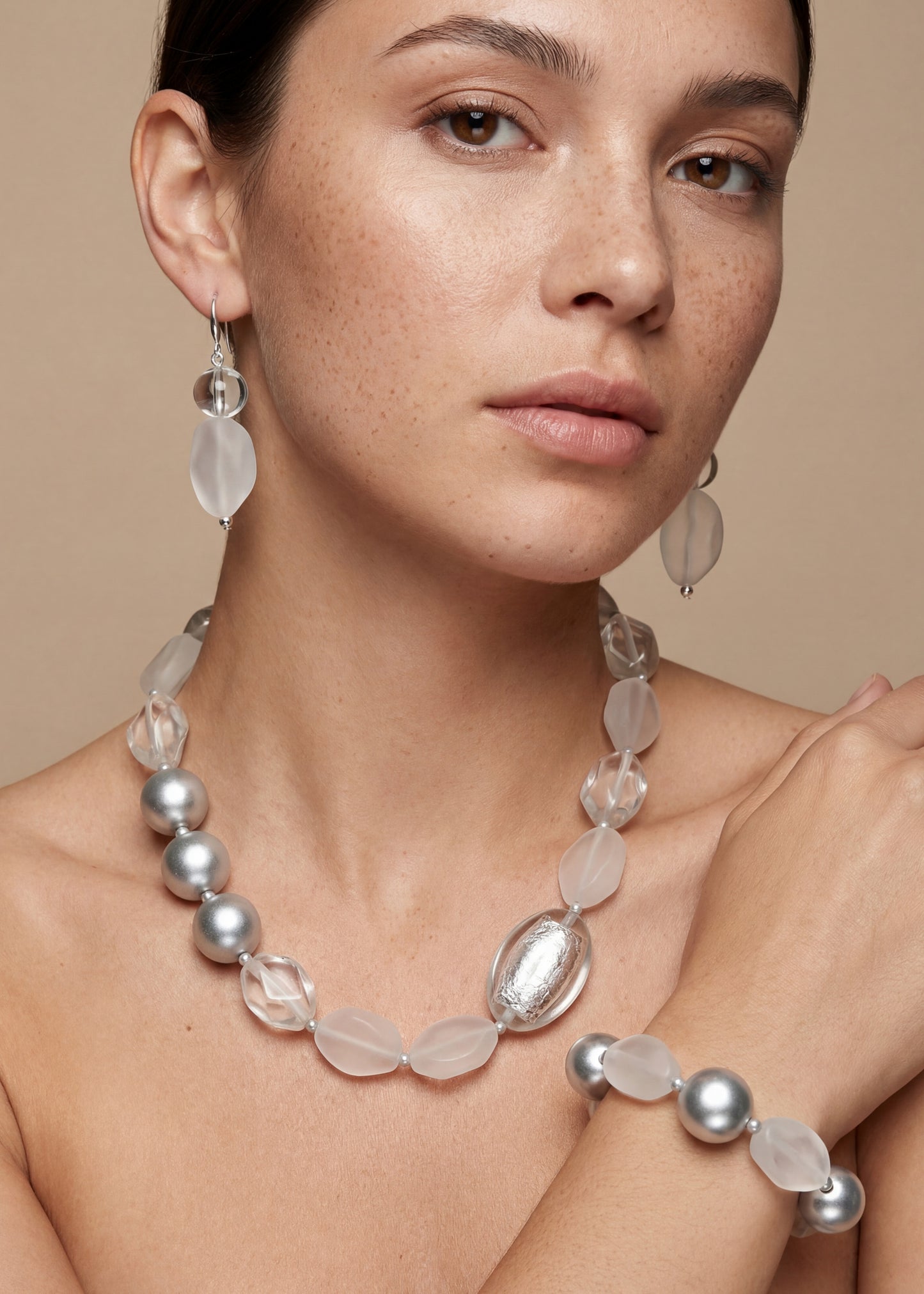 Merx - Frosted Bead Drop Earrings