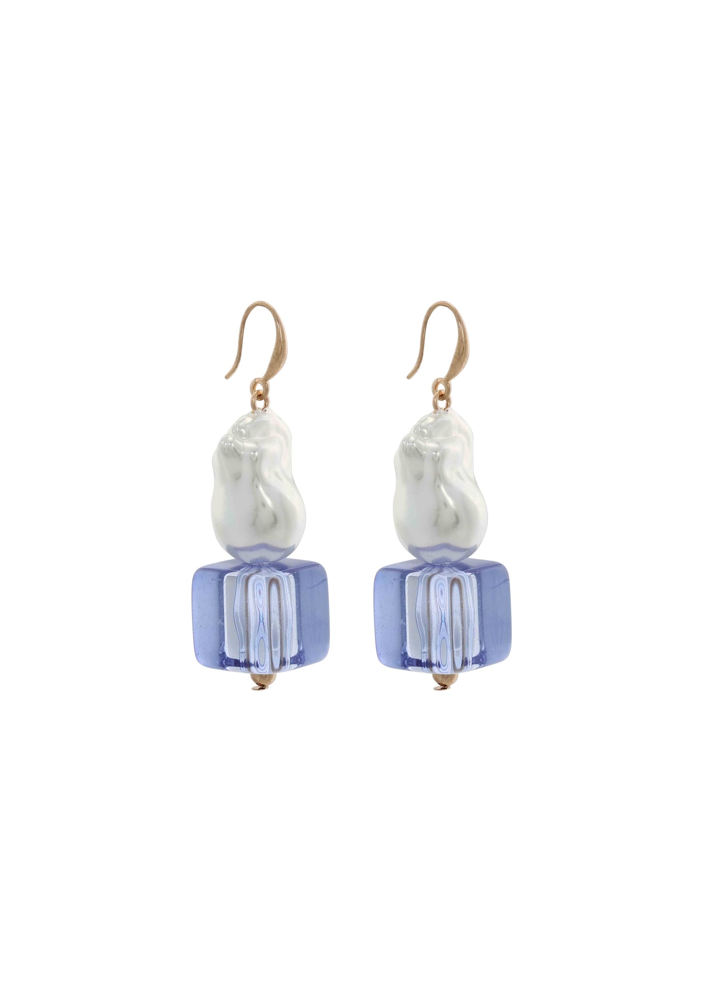 Merx - Baroque Pearl & Cube Earrings