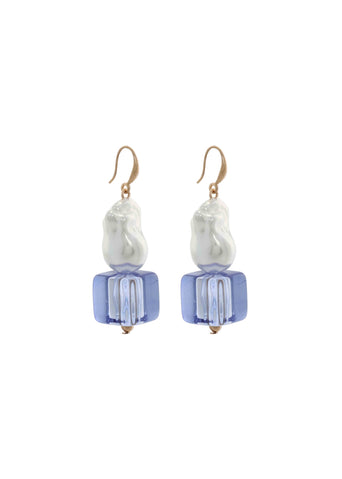Merx - Baroque Pearl & Cube Earrings