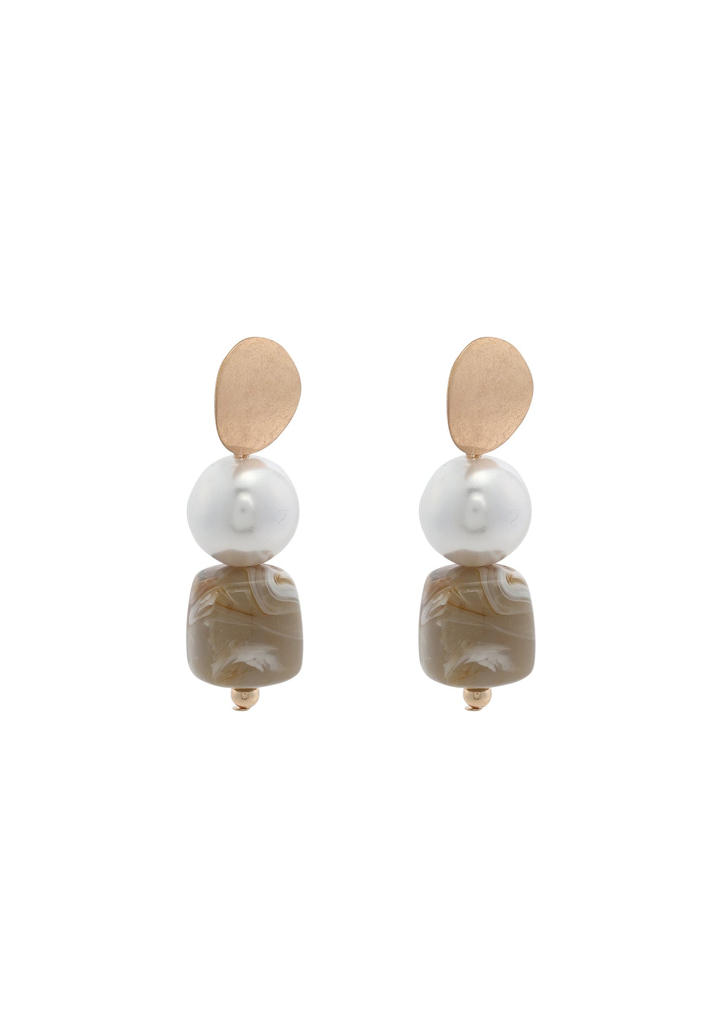 Merx - Gold Disc & Faux Pearl Drop Earrings