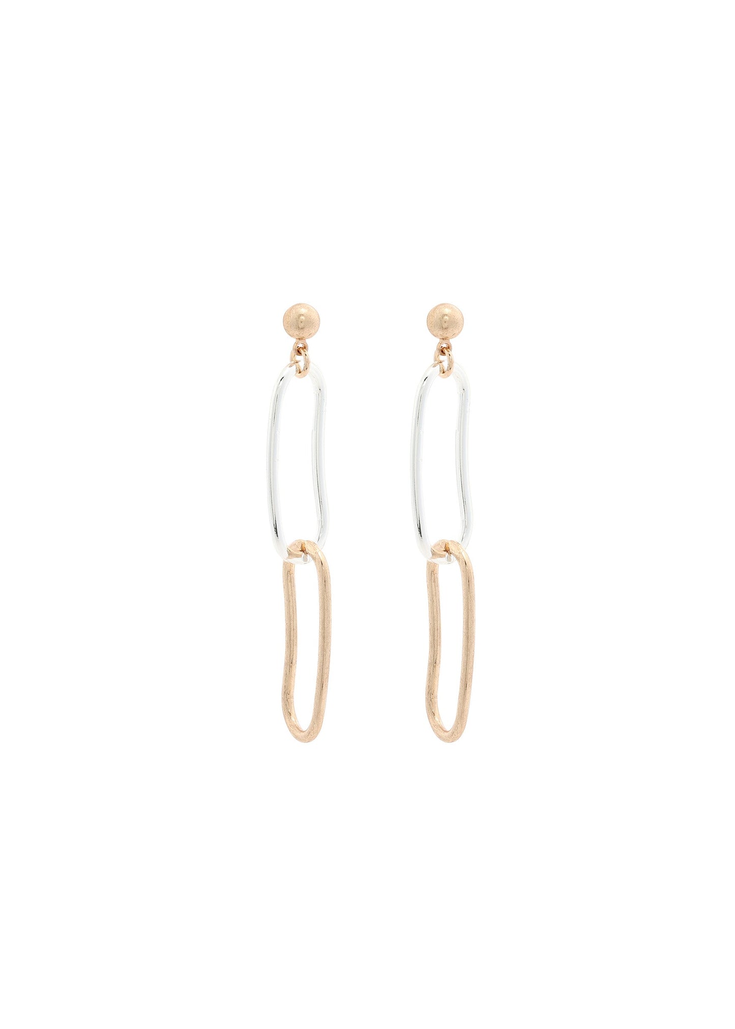 Merx - Mixed Metal Double Link Drop Earrings