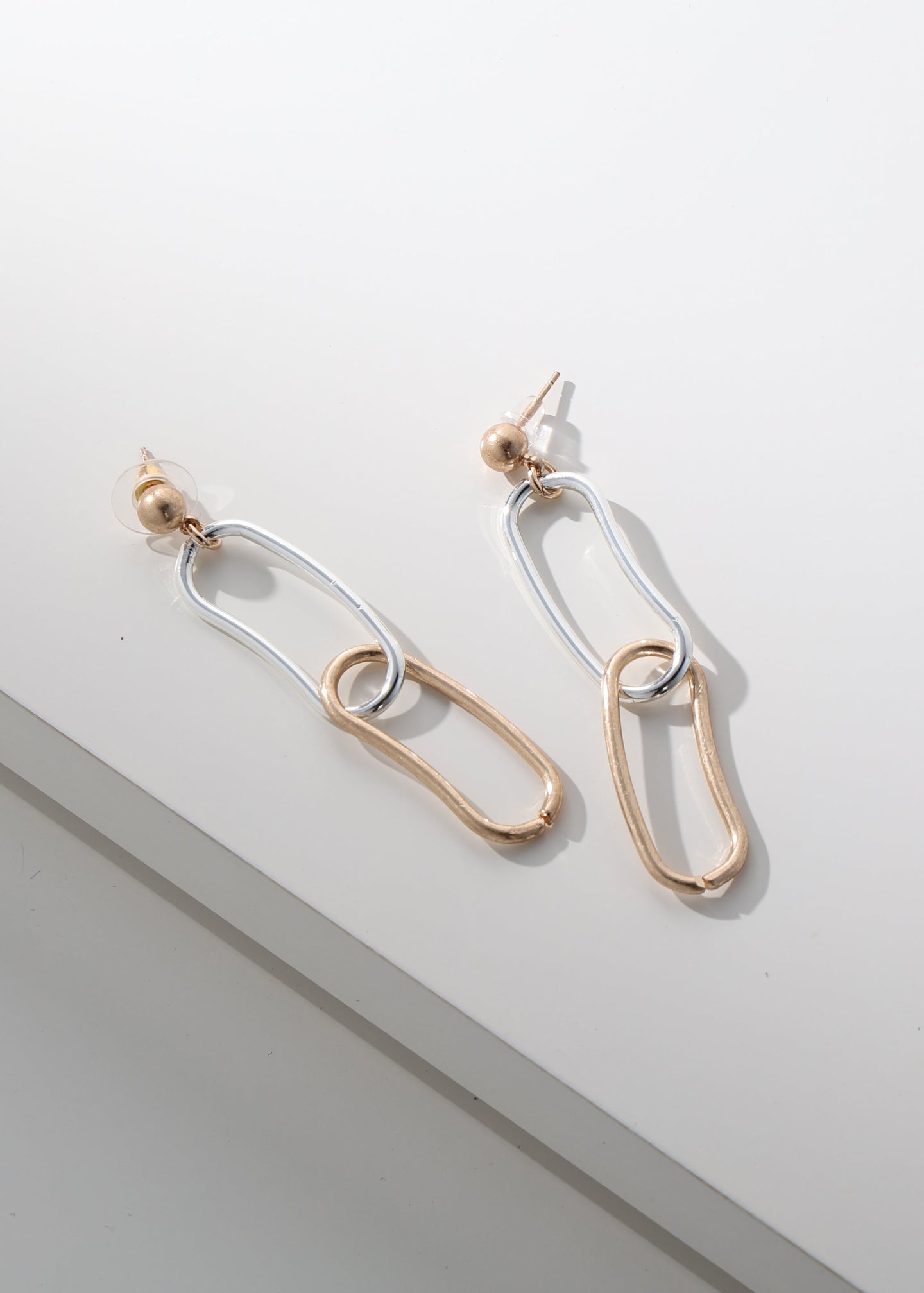 Merx - Mixed Metal Double Link Drop Earrings