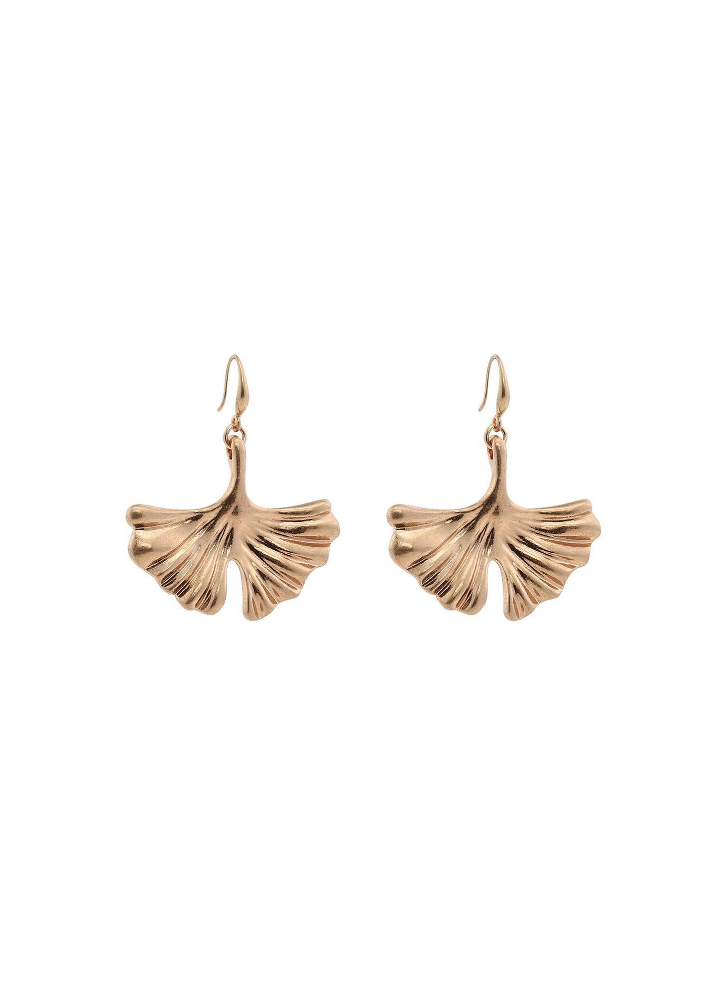 Merx - Gold Ginkgo Leaf Drop Earrings