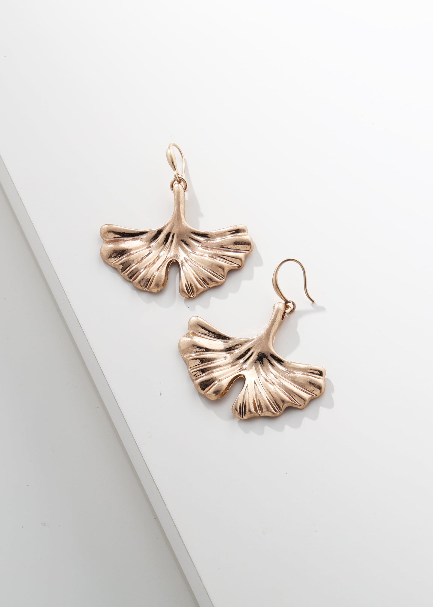 Merx - Gold Ginkgo Leaf Drop Earrings
