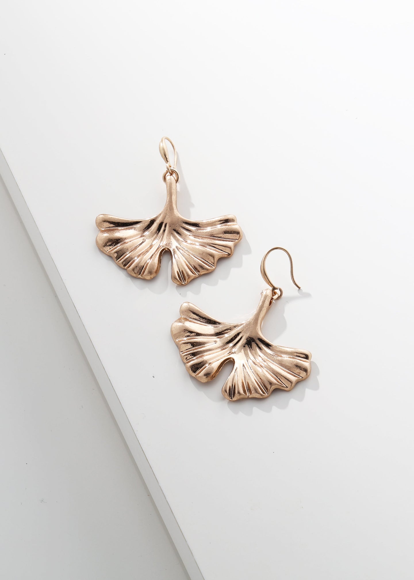 Merx - Gold Ginkgo Leaf Drop Earrings