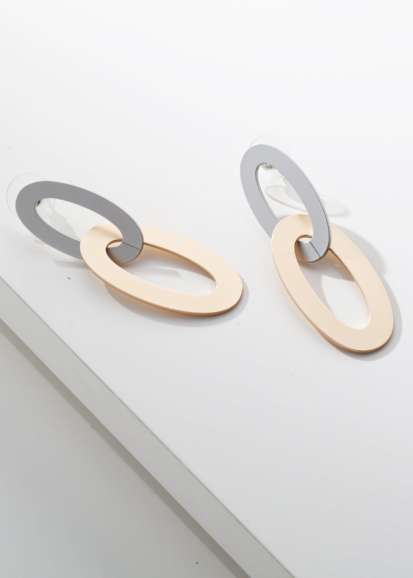 Merx - Mixed Metal Oval Link Drop Earrings