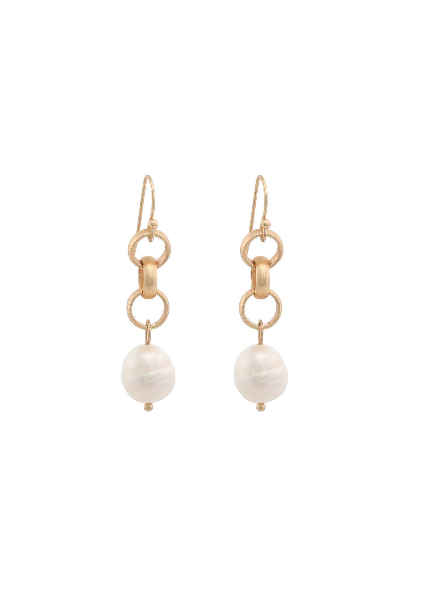 Merx - Gold Chain Link & Pearl Drop Earrings
