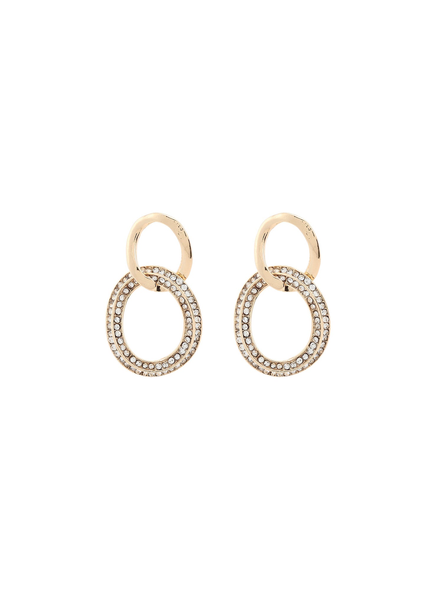 Merx - Pavé Crystal Double Oval Link Drop Earrings