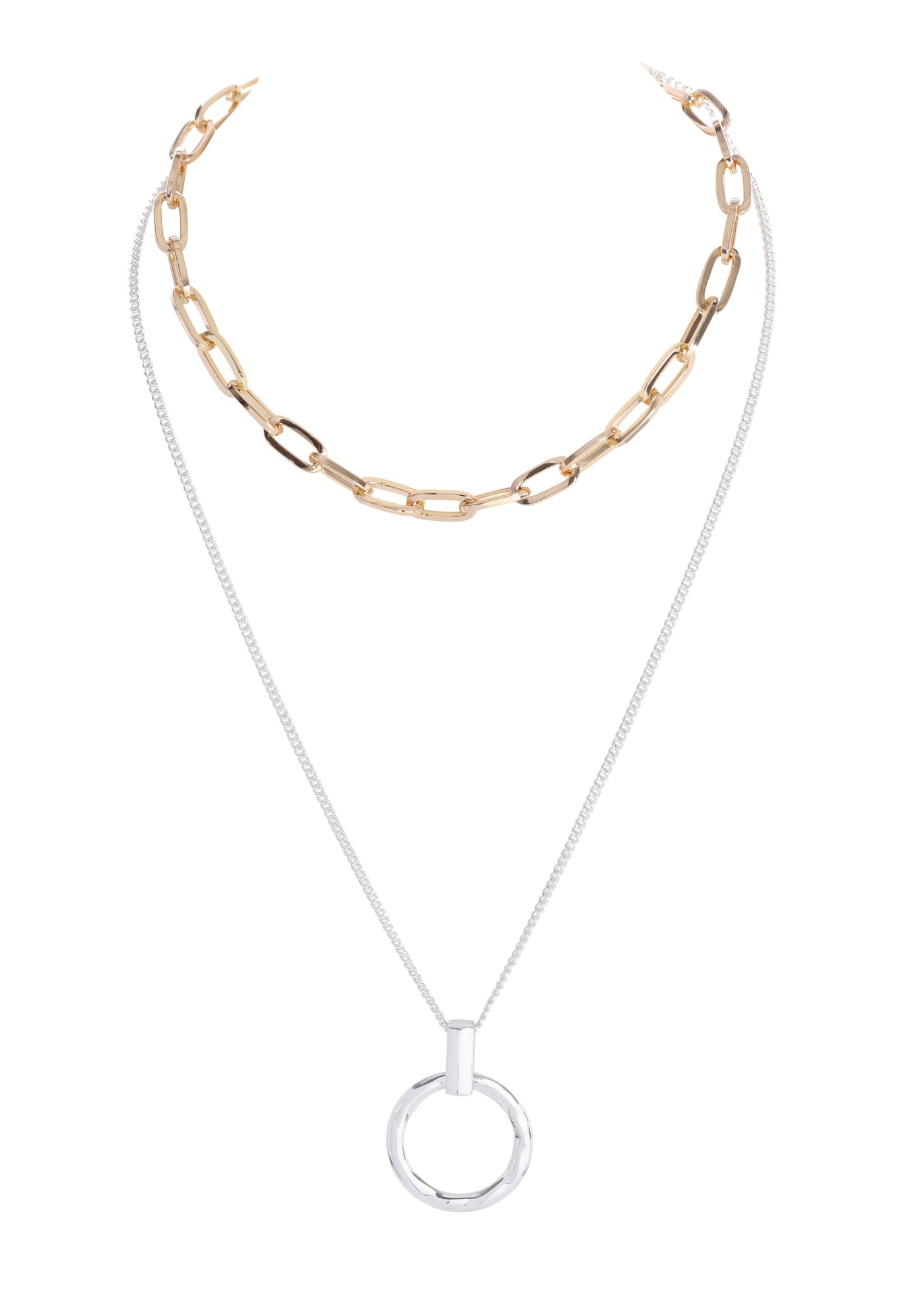 Merx -  Two Tone Layered Necklace with Pendant