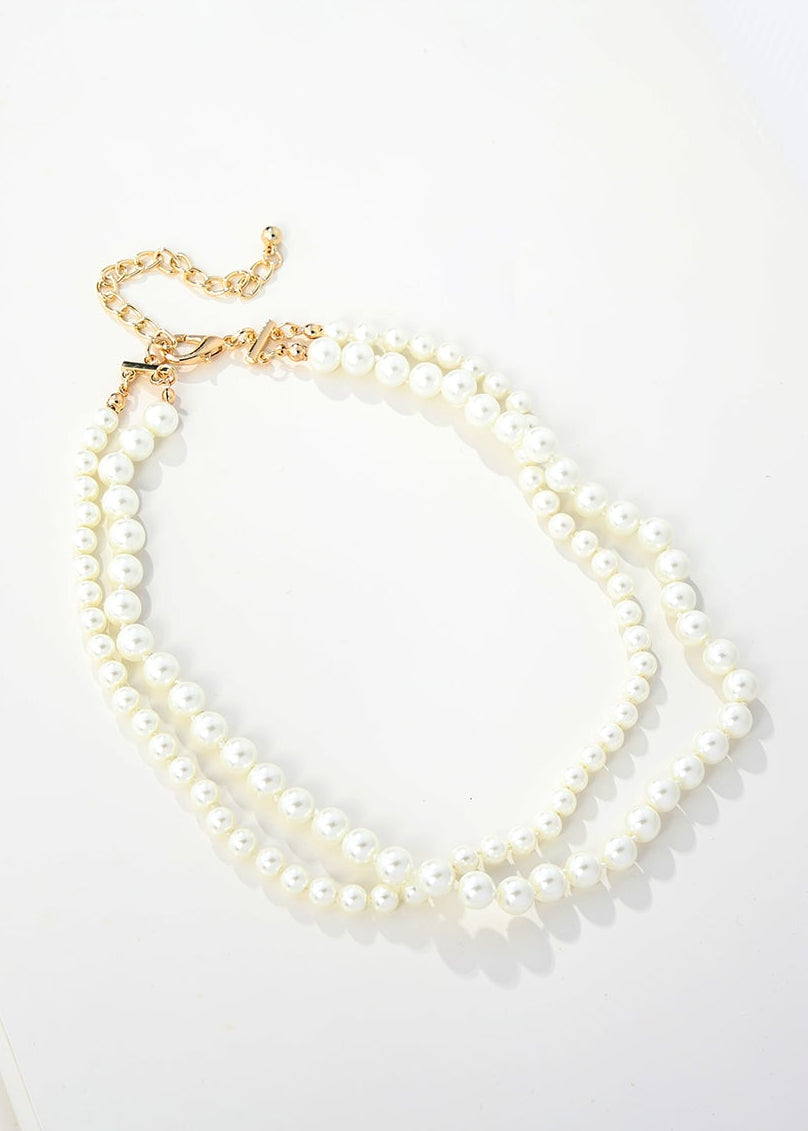 Merx - Double Strand Faux Pearl Necklace