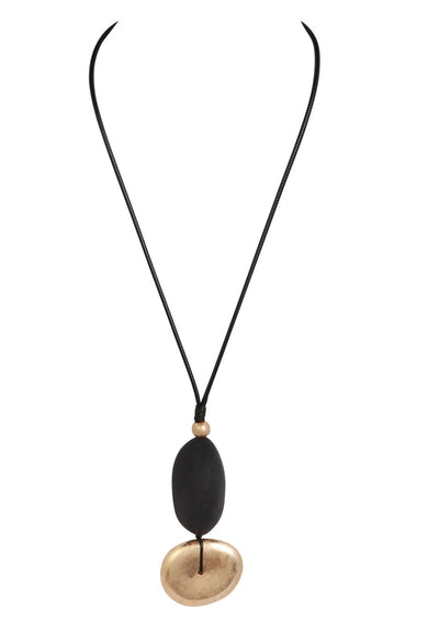 Merx - Metallic Stone Drop Necklace