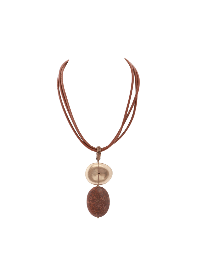 Merx - Stacked Pebble Leather Cord Necklace
