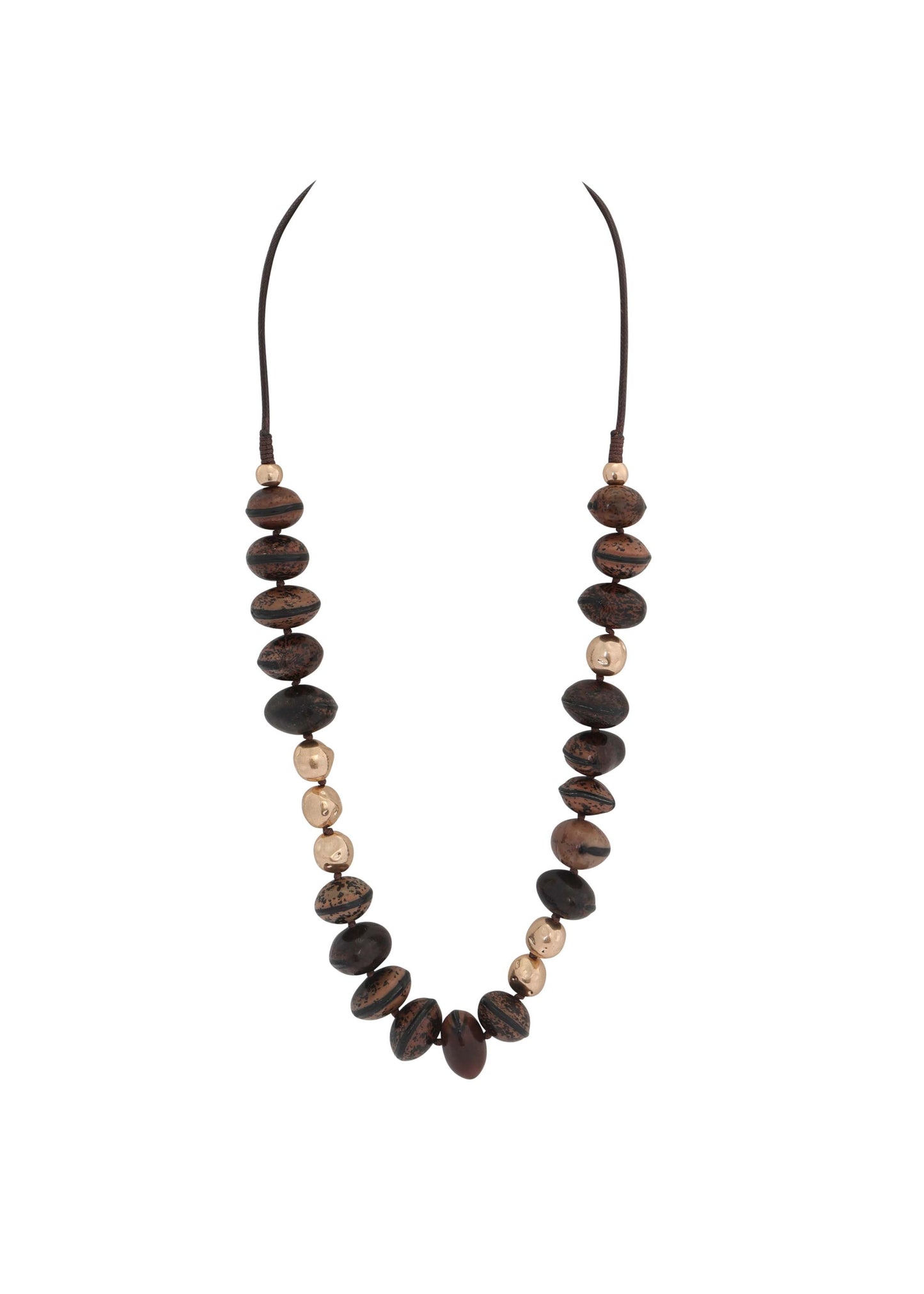 Merx - Mixed Wood & Gold Bead Necklace