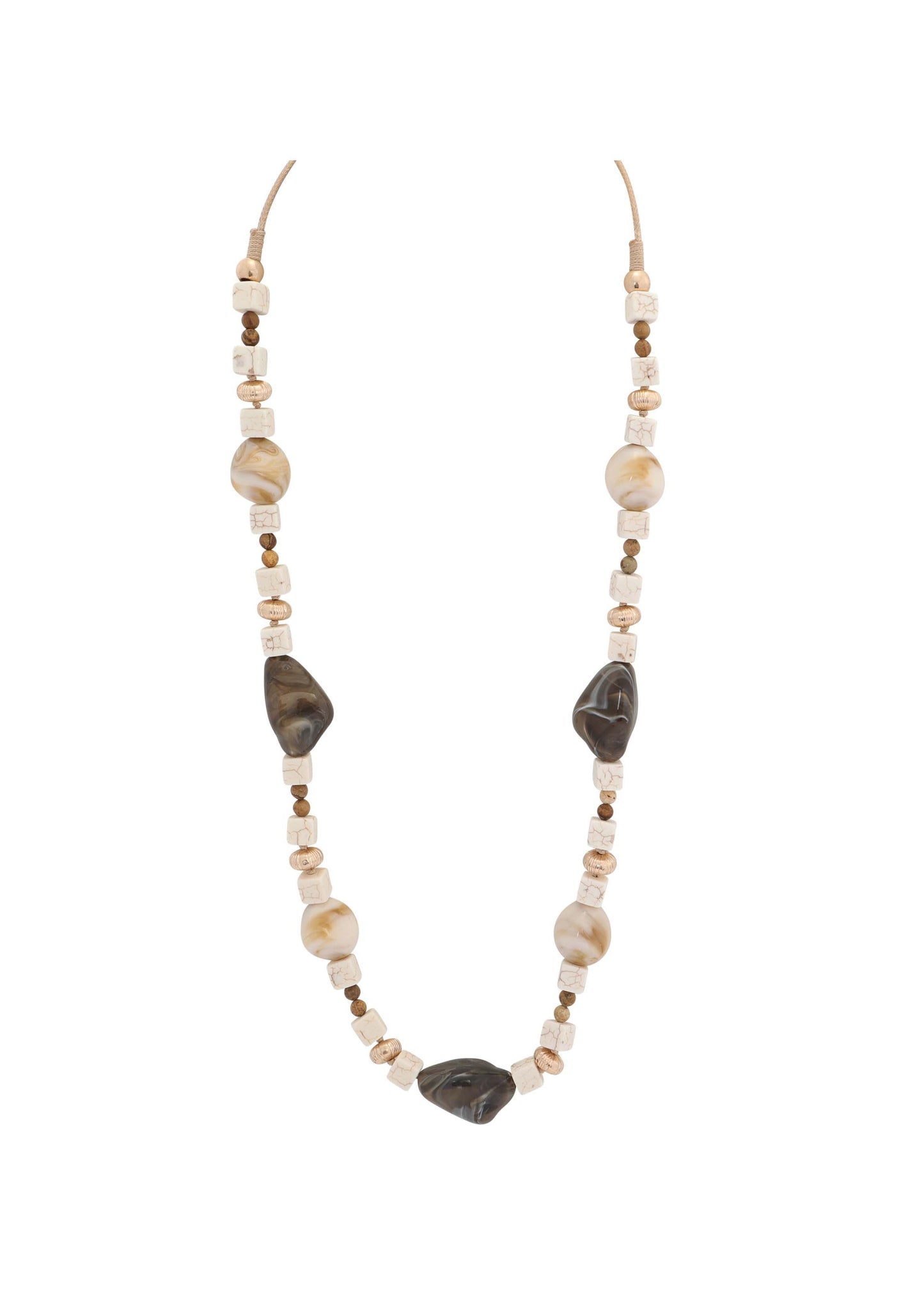 Merx - Marbled Stone & Bead Necklace