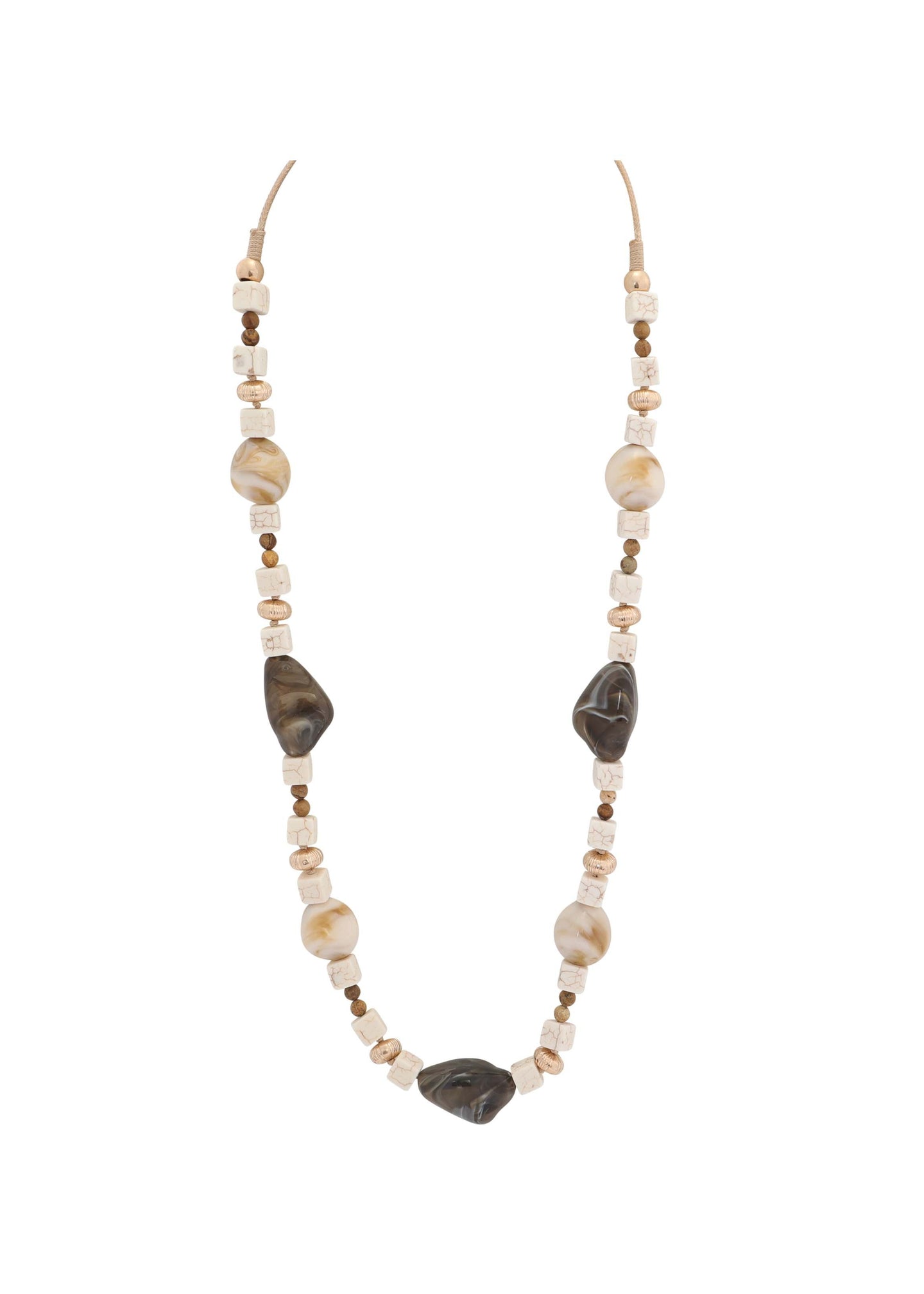 Merx - Marbled Stone & Bead Necklace